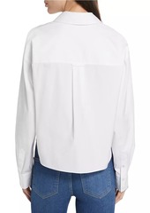 Veronica Beard Khai Cotton-Blend Split-Neck Top