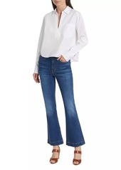 Veronica Beard Khai Cotton-Blend Split-Neck Top