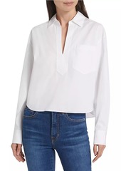 Veronica Beard Khai Cotton-Blend Split-Neck Top