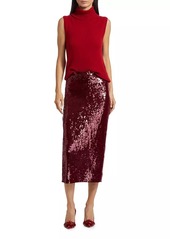 Veronica Beard Koa Sequined Pencil Midi-Skirt