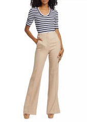 Veronica Beard Komi Flared Linen Pants