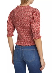 Veronica Beard Langston Floral Smocked Top