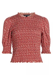 Veronica Beard Langston Floral Smocked Top