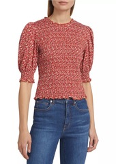 Veronica Beard Langston Floral Smocked Top