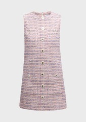 Veronica Beard Laurel Tweed Button-Front Mini Shift Dress