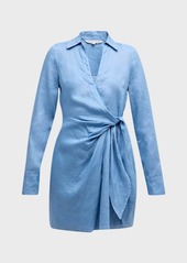 Veronica Beard Lavella Long-Sleeve Mini Wrap Dress