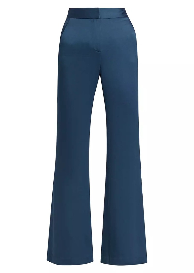 Veronica Beard Lebone Satin High-Rise Flared Pants