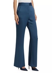 Veronica Beard Lebone Satin High-Rise Flared Pants