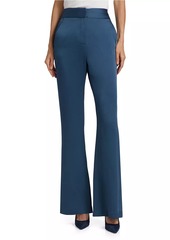 Veronica Beard Lebone Satin High-Rise Flared Pants