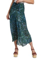Veronica Beard Limani Bubble-Print Ruched Skirt