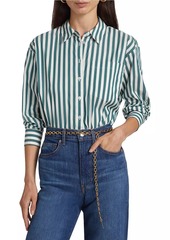 Veronica Beard Maia Cotton Poplin Crop Shirt