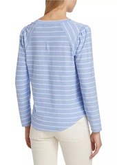 Veronica Beard Mason Baseball Striped Long-Sleeve T-Shirt