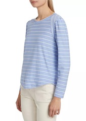 Veronica Beard Mason Baseball Striped Long-Sleeve T-Shirt