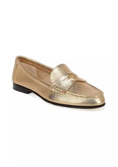 Veronica Beard Metallic Leather Penny Loafers