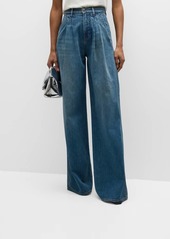 Veronica Beard Mia Double-Pleated Wide-Leg Jeans