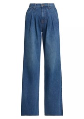 Veronica Beard Mia High-Rise Pleated WIde-Leg Jeans