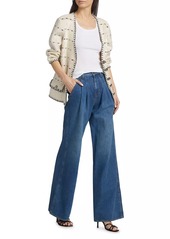 Veronica Beard Mia High-Rise Pleated WIde-Leg Jeans