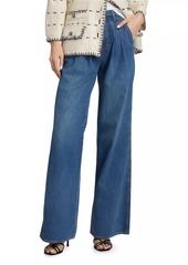 Veronica Beard Mia High-Rise Pleated WIde-Leg Jeans