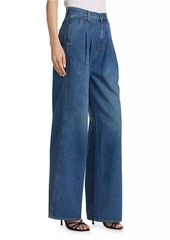 Veronica Beard Mia High-Rise Pleated WIde-Leg Jeans