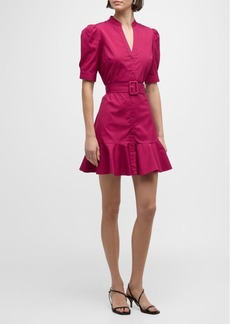 Veronica Beard Molly Short-Sleeve Button-Front Mini Dress