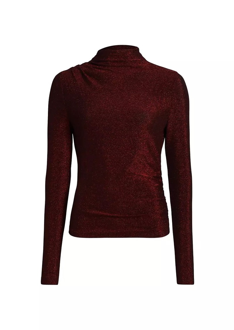 Veronica Beard Mylie Metallic Mock Turtleneck Top