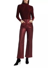 Veronica Beard Mylie Metallic Mock Turtleneck Top