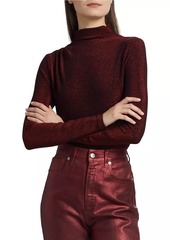 Veronica Beard Mylie Metallic Mock Turtleneck Top