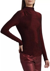 Veronica Beard Mylie Metallic Mock Turtleneck Top