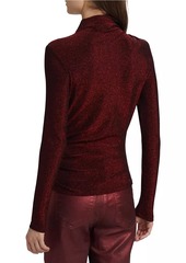 Veronica Beard Mylie Metallic Mock Turtleneck Top