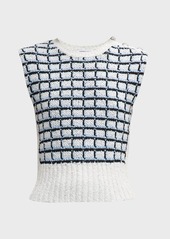 Veronica Beard Nazife Check Knit Sleeveless Sweater