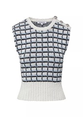 Veronica Beard Nazife Windowpane-Plaid Bouclé Sweater Tank