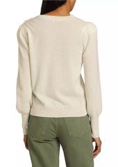 Veronica Beard Nelia Button-Accented Cashmere Crewneck Sweater