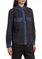 Veronica Beard Noah Colorblocked Denim Shirt