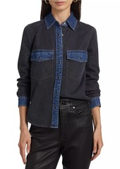 Veronica Beard Noah Colorblocked Denim Shirt