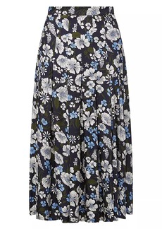 Veronica Beard Norris Floral Silk-Blend Midi-Skirt