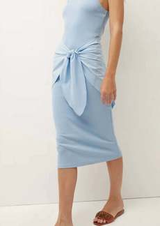 Veronica Beard Odeon Tie-Front Ribbed Dress In Lake Blue