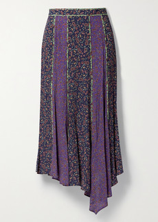 Veronica Beard Pascoe Asymmetric Floral-print Crepe De Chine Midi Skirt