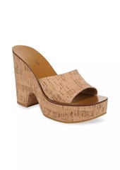 Veronica Beard Paulita 120MM Leather & Cork Wedge Sandals