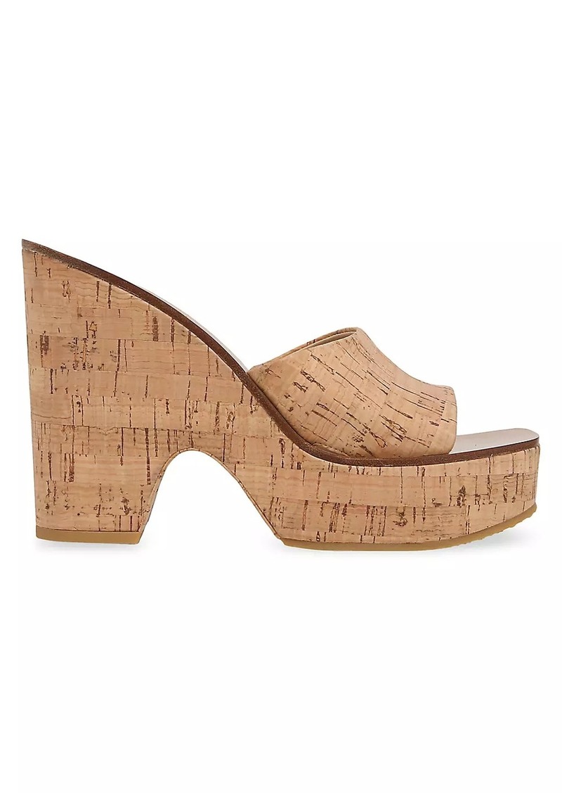 Veronica Beard Paulita 120MM Leather & Cork Wedge Sandals