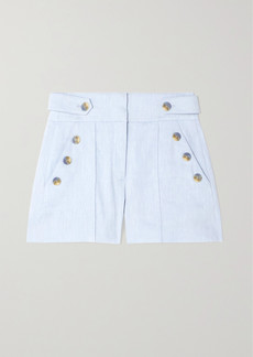 Veronica Beard Pine Button-detailed Linen-blend Shorts
