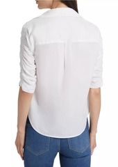 Veronica Beard Porta Cotton Ruched-Sleeve Shirt