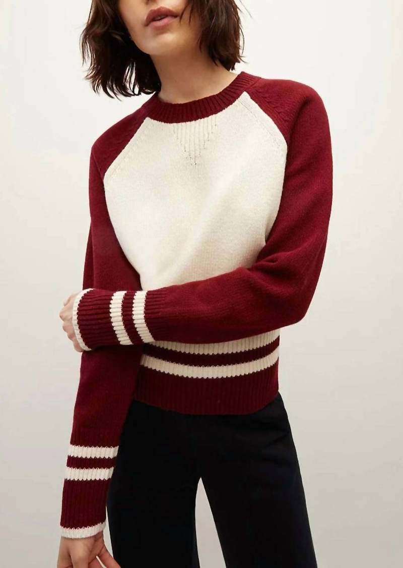 Veronica Beard Ralie Pullover In Ivory/maroon