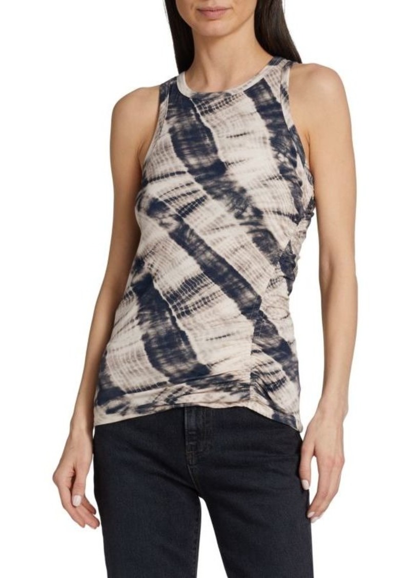 Veronica Beard Rhone Ruched Tie Dye Tank Top