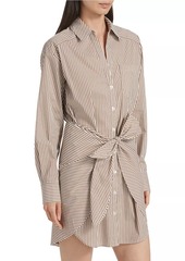 Veronica Beard Roanoke Striped Tie-Waist Mini-Shirtdress