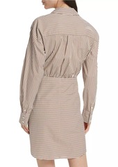 Veronica Beard Roanoke Striped Tie-Waist Mini-Shirtdress