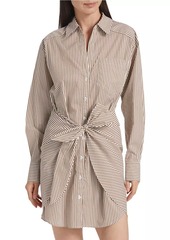 Veronica Beard Roanoke Striped Tie-Waist Mini-Shirtdress