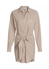 Veronica Beard Roanoke Striped Tie-Waist Mini-Shirtdress