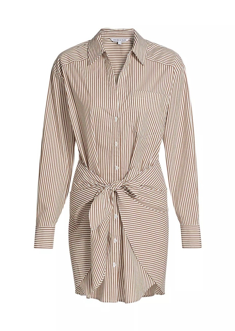 Veronica Beard Roanoke Striped Tie-Waist Mini-Shirtdress