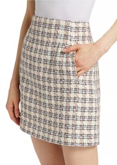 Veronica Beard Roman Check Tweed Miniskirt