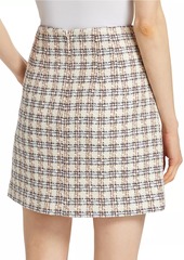 Veronica Beard Roman Check Tweed Miniskirt